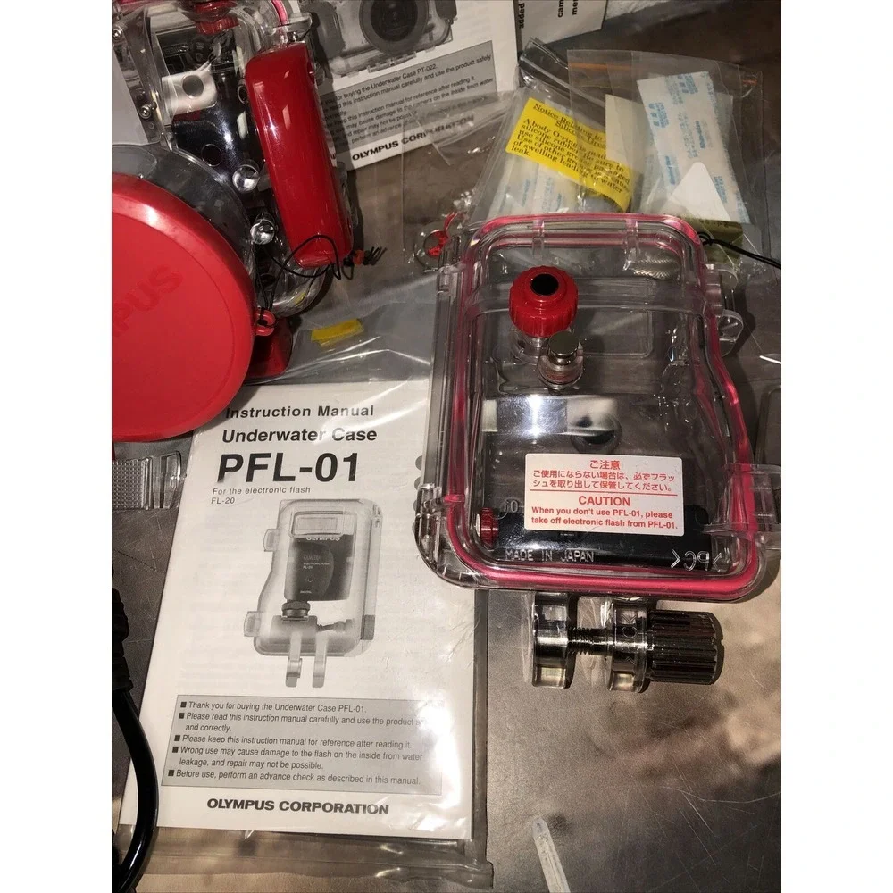 Olympus Tough Red PFL-01‎ & PT-022 Underwater Camera Cases Bundle Lot Of 2 *read